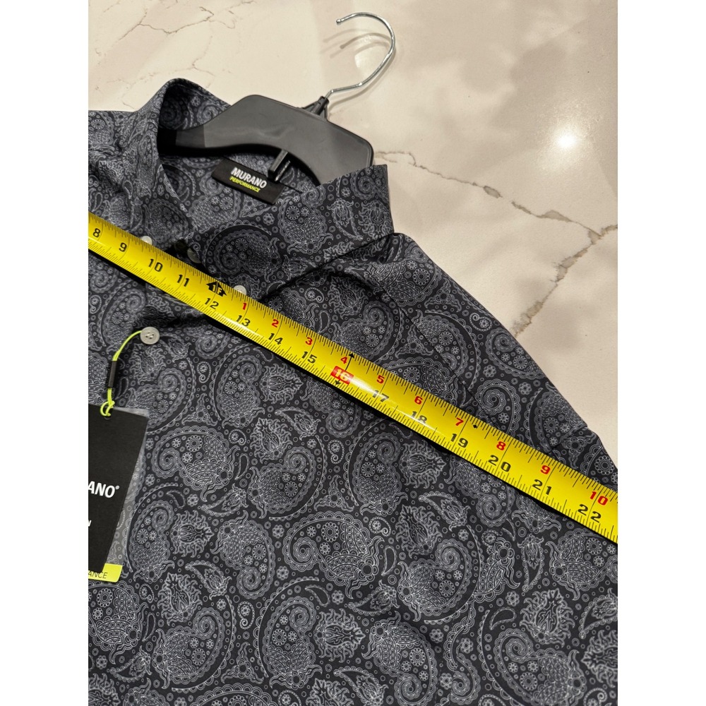 NEW Murano Performance Big Man Shirt 2XB Grey Black Paisley LS Button Down NWT - Picture 7 of 8